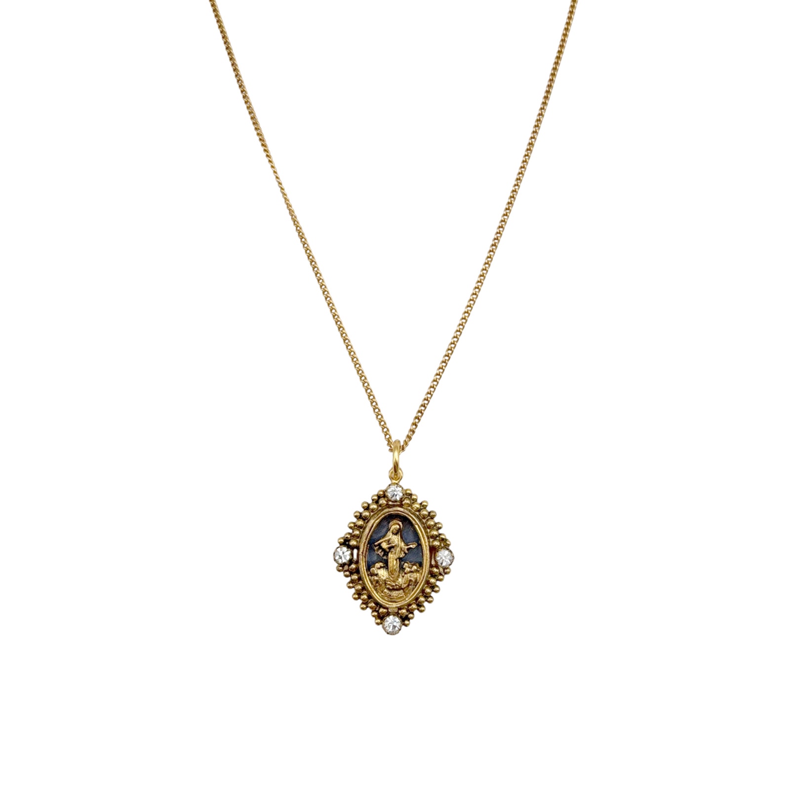 Virgins Saints Angels Vsa Petite Oval Cloister Lady Of Fatima Charm Necklace 159$